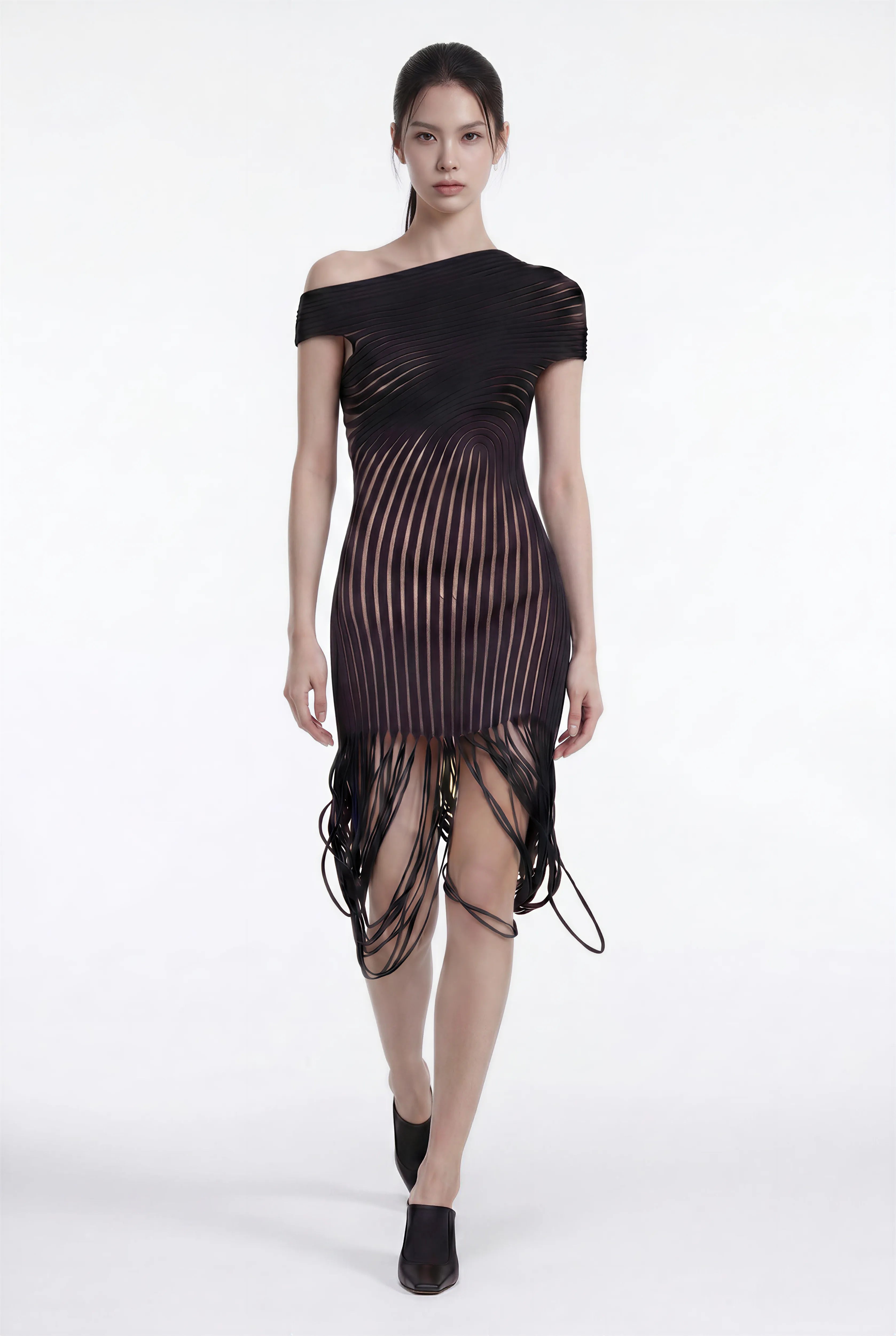 peacocks women's asymmetrical drape midi dress reviews Asymmetric Draped Sheer DRESSES: SALE Effortless and feminine Club L London one Color:Gun Metal