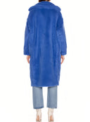 101604 Teddy Bear Icon Coat in Cornflower Blue – Back View, Luxury Winter Outerwear – LOOKE GARMENT