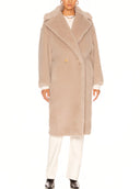 101604 Teddy Bear Icon Coat in Sand – Front View, Neutral Alpaca Wool Luxury Overcoat – LOOKE GARMENT