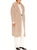 101604 Teddy Bear Icon Coat in Sand – Left Side View, Oversized Plush Texture – LOOKE GARMENT