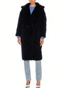101604 Teddy Bear Icon Coat in Ultramarine – Front View, Bold Blue Alpaca Wool Overcoat – LOOKE GARMENT