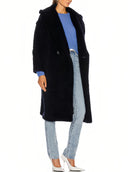 101604 Teddy Bear Icon Coat in Ultramarine – Left Side View, Plush Voluminous Silhouette – LOOKE GARMENT