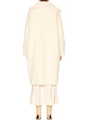 101604 Teddy Bear Icon Coat in White – Back View, Luxury Alpaca Wool Winter Coat – LOOKE GARMENT