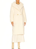 101604 Teddy Bear Icon Coat in White – Front View, White Plush Alpaca Wool Overcoat – LOOKE GARMENT