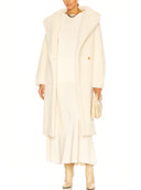 101604 Teddy Bear Icon Coat in White – Right Side View, Plush Texture Detail – LOOKE GARMENT