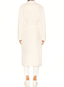 101801 Madame Icon Coat in White – Back View, Lapel Collar and Inner Belt – LOOKE GARMENT