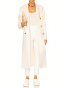101801 Madame Icon Coat in White – Front View, Wool Cashmere Luxury Overcoat – LOOKE GARMENT