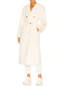 101801 Madame Icon Coat in White – Right Side View, Horn Button Detail – LOOKE GARMENT