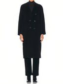 101801 Madame Icon Coat in Black – Front View, Classic Wool Cashmere Women's Overcoat – LOOKE GARMENT