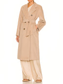101801 Madame Icon Coat in Sand – Right Side View, Tailored Pick Stitch Embellishment – LOOKE GARMENT