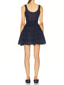 Luxury Shiny Crinoline Mini Dress in Navy – Back View, Elegant Rear Silhouette – LOOKE GARMENT