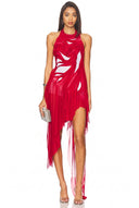 Bursting Flower Wetlook Mini Dress