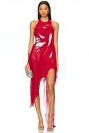 Bursting Flower Wetlook Mini Dress