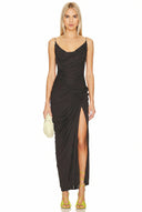 Draped Cowl Neck Maxi Dress