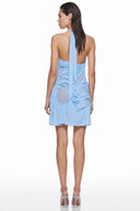 Liquid Aura Wetlook Halter Crystal Mini Dress