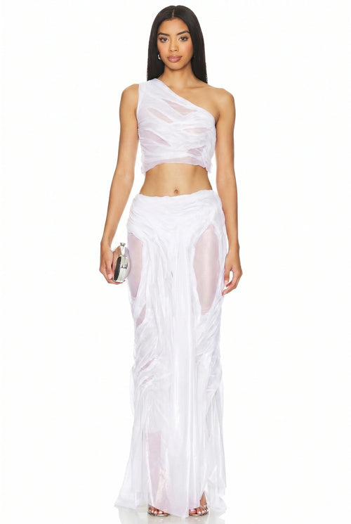 Wetlook Long Skirt Two-Piece Set