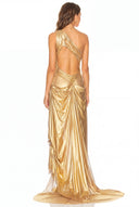 Metallic-Gold Venus Wet-Look-Kleid