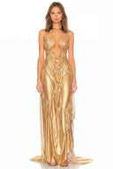 Metallic Gold Venus Wet look Dress