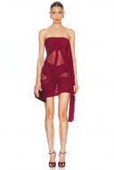 Votive Offering Wet look Strapless Mini Dress