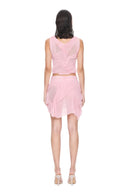 Back view of the light pink Marea wetlook two-piece set, showing the garment silhouette and back detailing.
