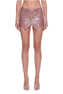 Serica hand-painted mini skirt in Metallic Rose, front view