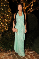 LOOKE Siren hand-draped mint green wetlook maxi dress, full look