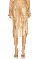 Metallic Gold Wetlook Midi Skirt Set front view, full outfit luxury two-piece – LOOKE GARMENT
