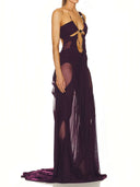 Venus Wet Look Dress in Modena – Left Side View, Elegant Curve-Sculpting Silhouette – LOOKE GARMENT