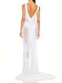 White Long Two Strap Wetlook Gown back view, open back design – LOOKE GARMENT